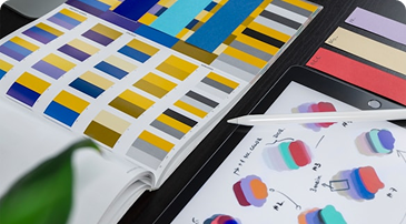 Brand color swatches and charts