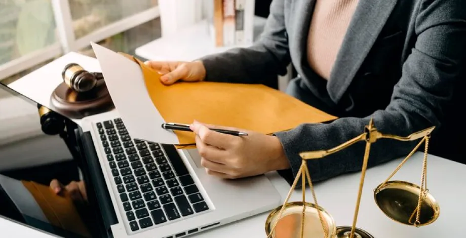 Lawyer reviewing documents
