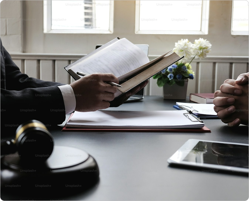 Partners reviewing documents